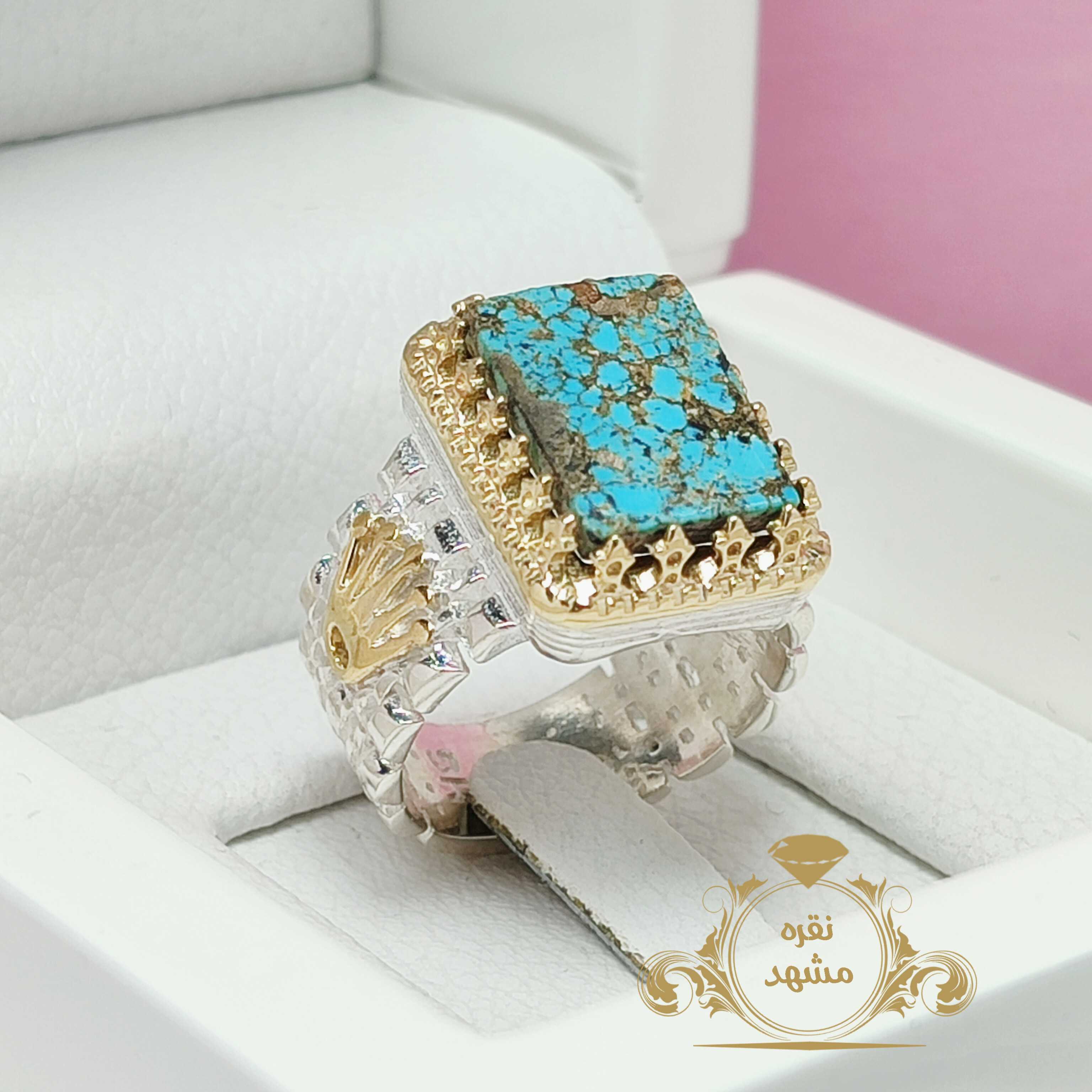 انگشتر رولکس فیروزه نیشابوری مردانه چهارگوش