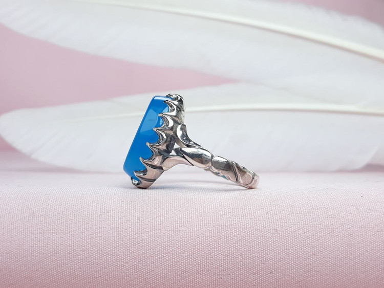 انگشتر نقره عقیق آبی زیبای مردانه