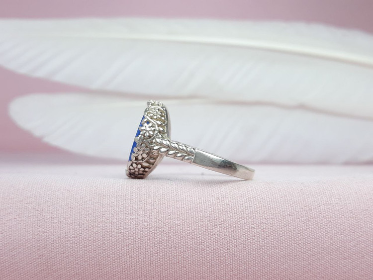 انگشتر آیت الکرسی عقیق آبی زنانه