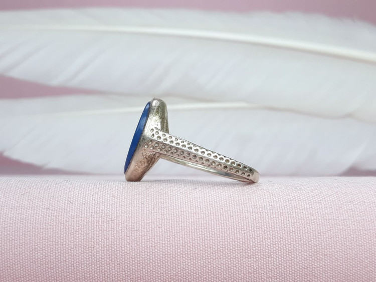 انگشتر عین علی زنانه عقیق آبی اصلی و معدنی