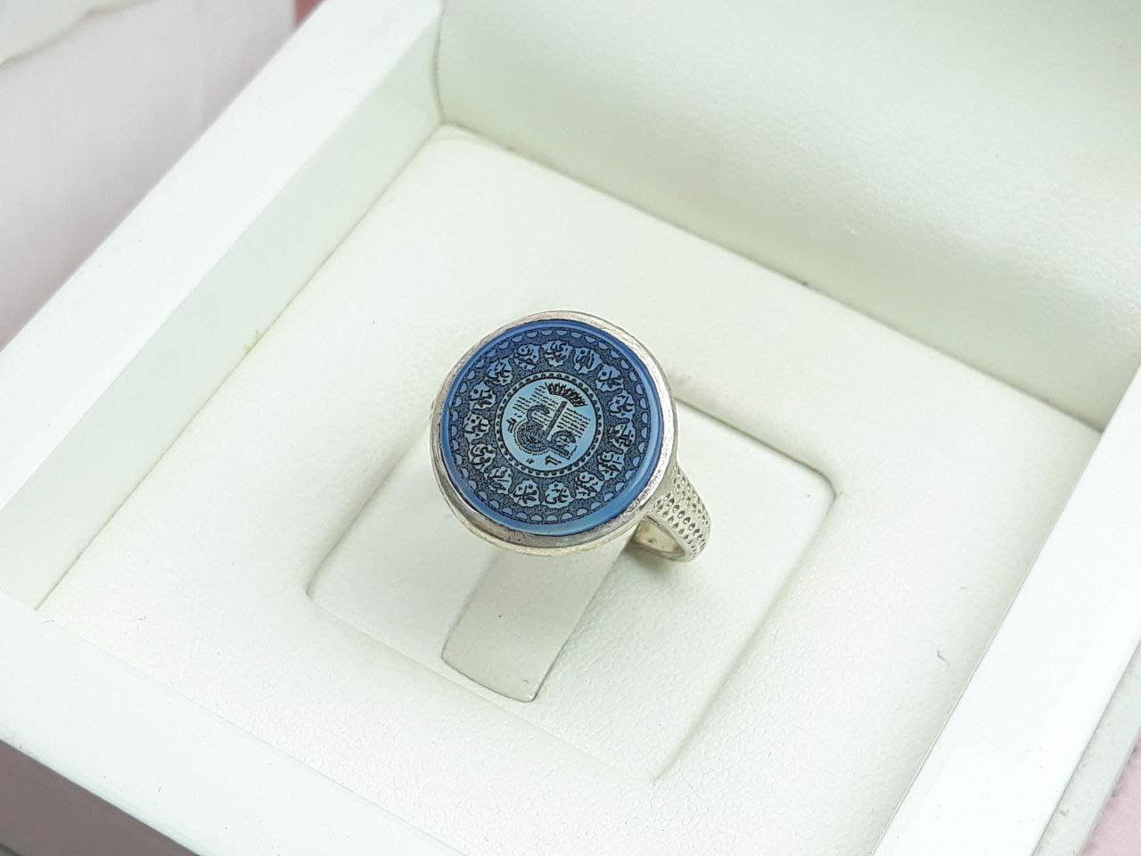 انگشتر عین علی زنانه عقیق آبی اصل