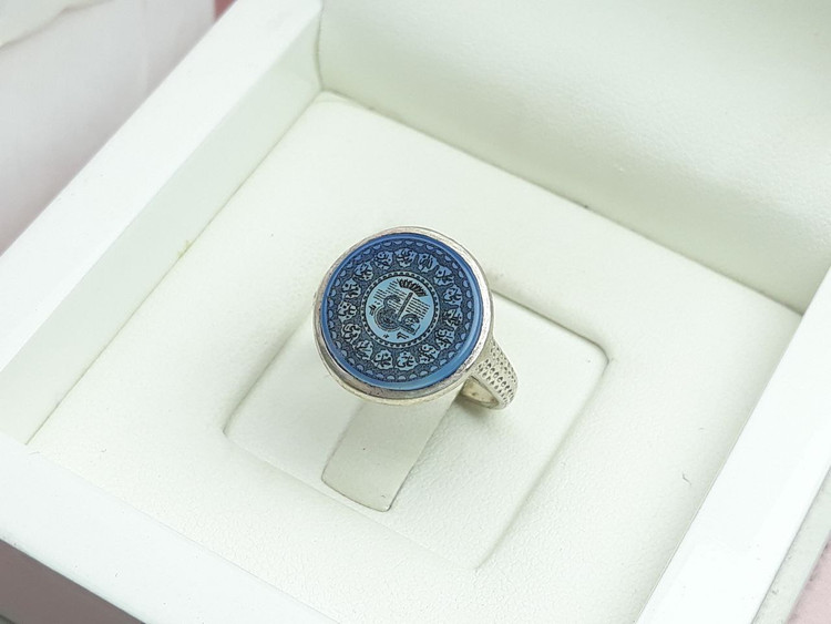 انگشتر عین علی زنانه عقیق آبی اصل