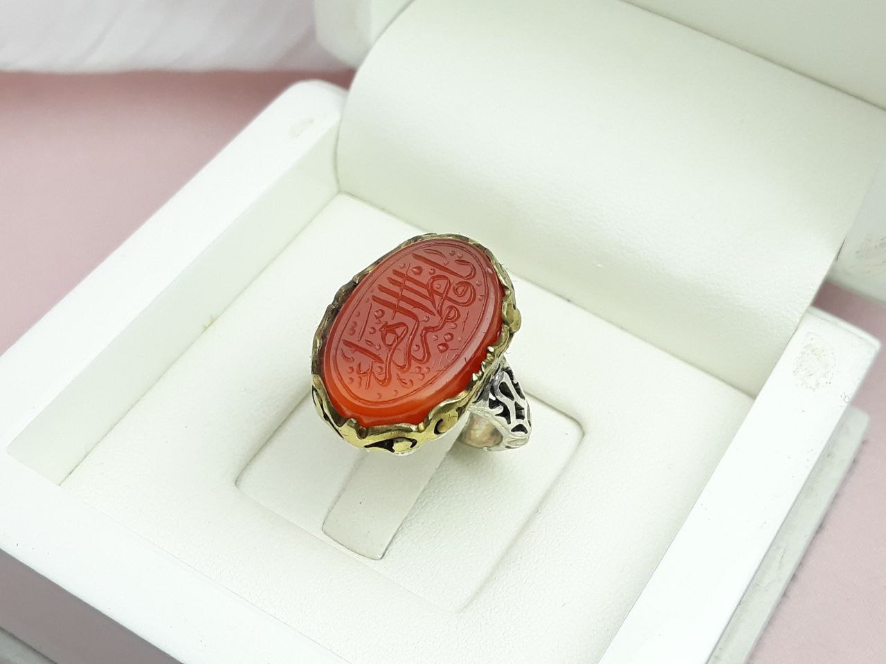 انگشتر مردانه عقیق سرخ یا فاطمه الزهرا (س)