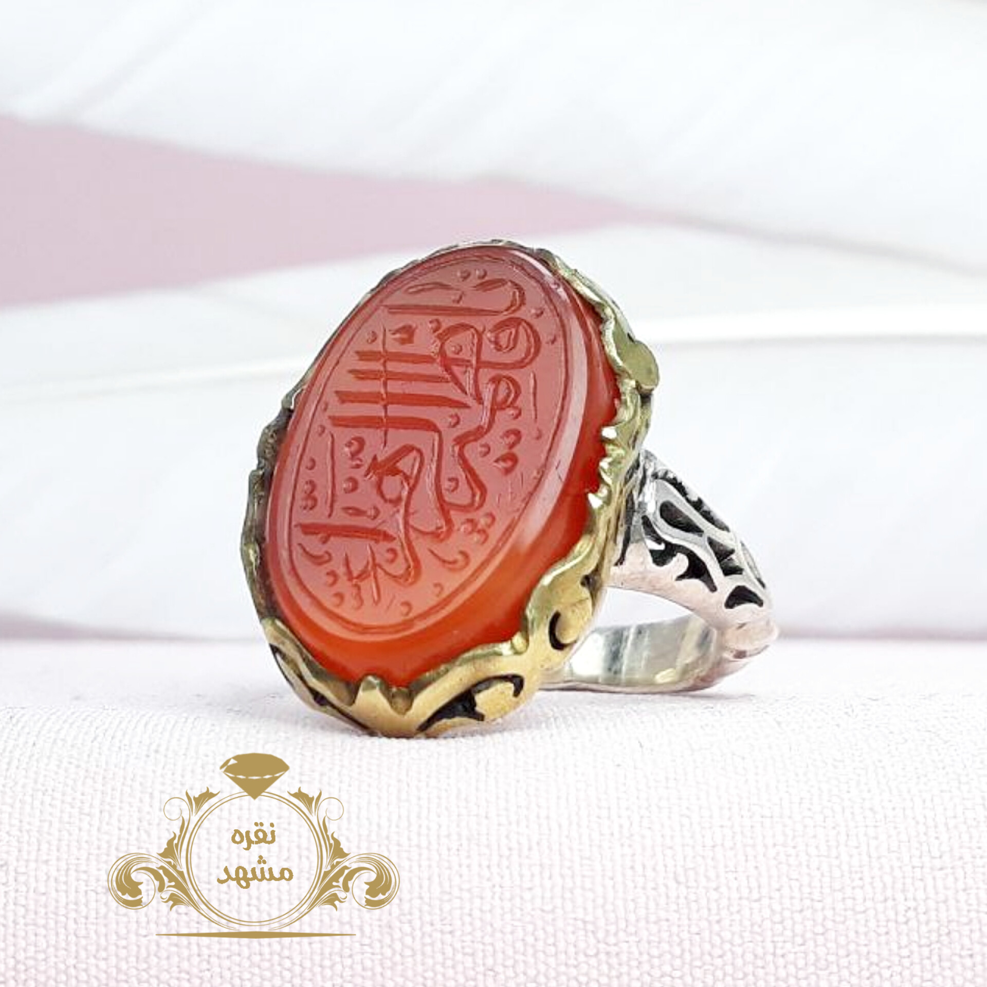 انگشتر مردانه عقیق سرخ یا فاطمه الزهرا (س)