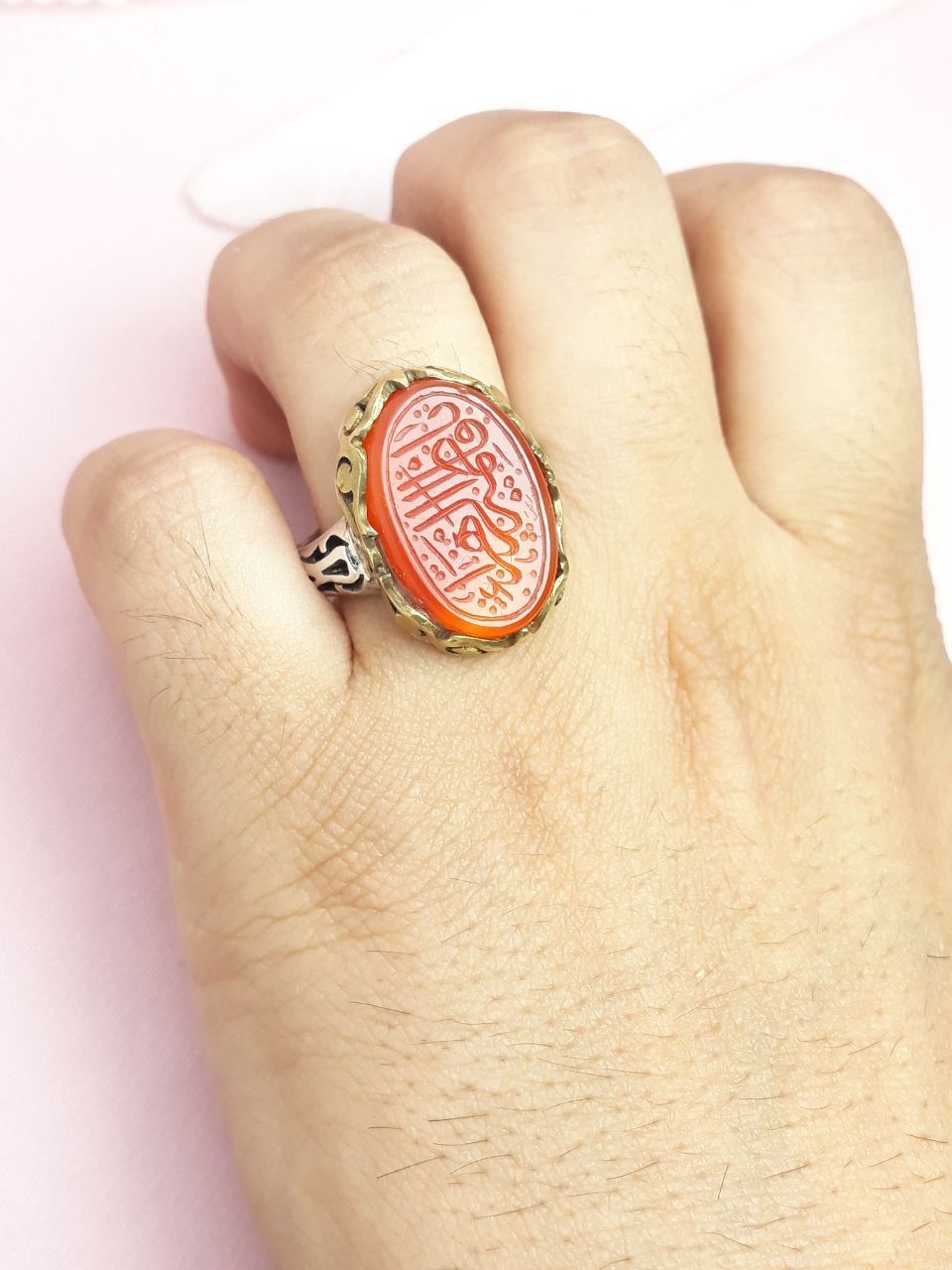 انگشتر مردانه نقره عقیق سرخ یا فاطمه الزهرا (س)