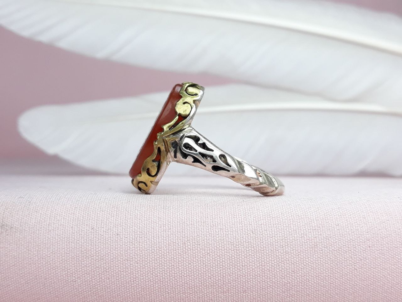 انگشتر  یا فاطمه الزهرا (س) مردانه عقیق سرخ