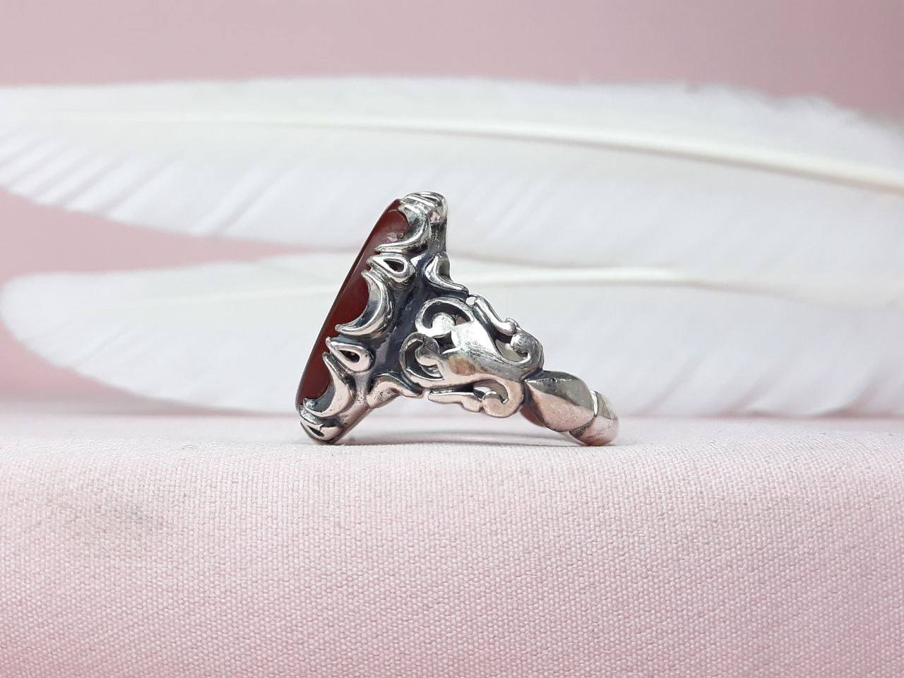 انگشتر نام مبارک حسین عقیق سرخ اصلی