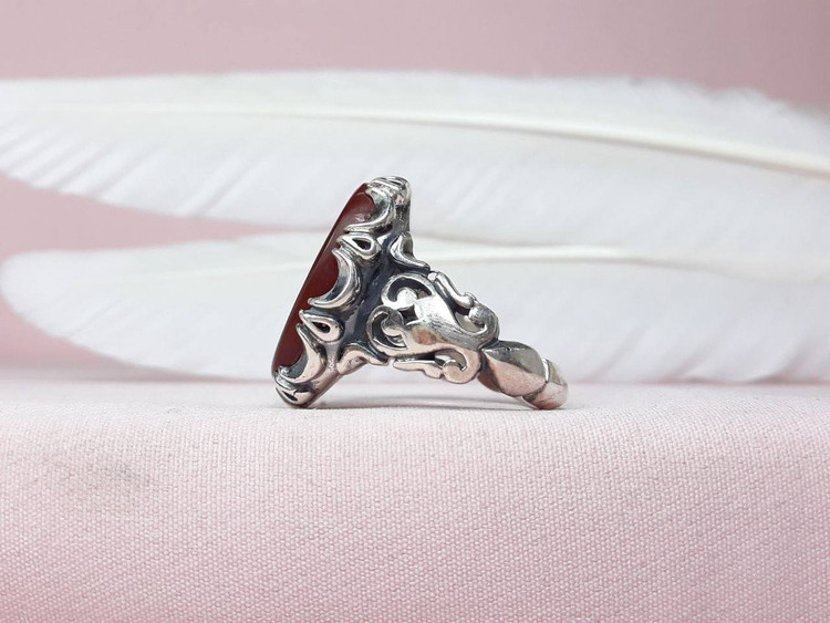 انگشتر نام مبارک حسین عقیق سرخ اصلی