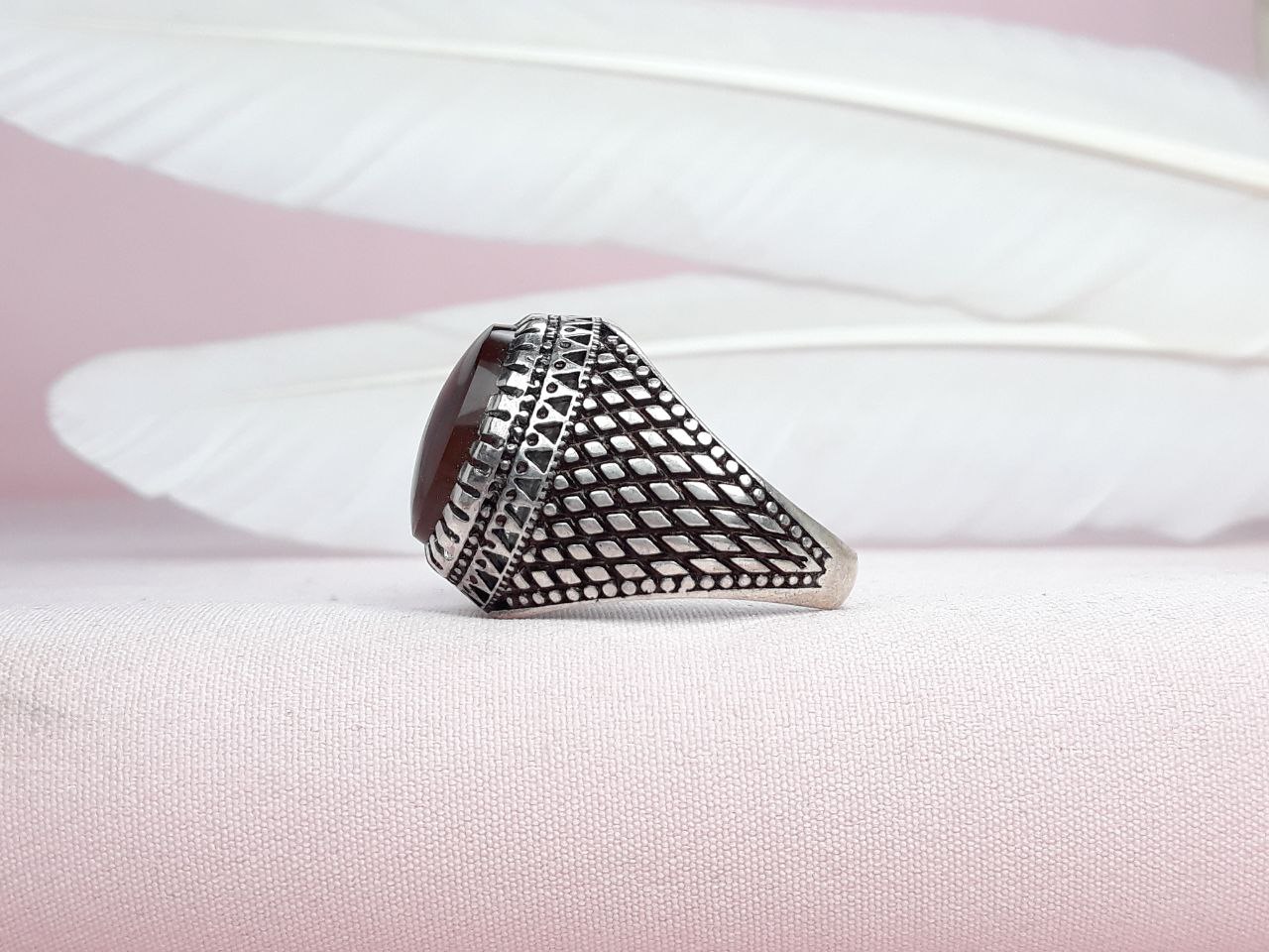 انگشتر مردانه عقیق سرخ یمنی اصلی