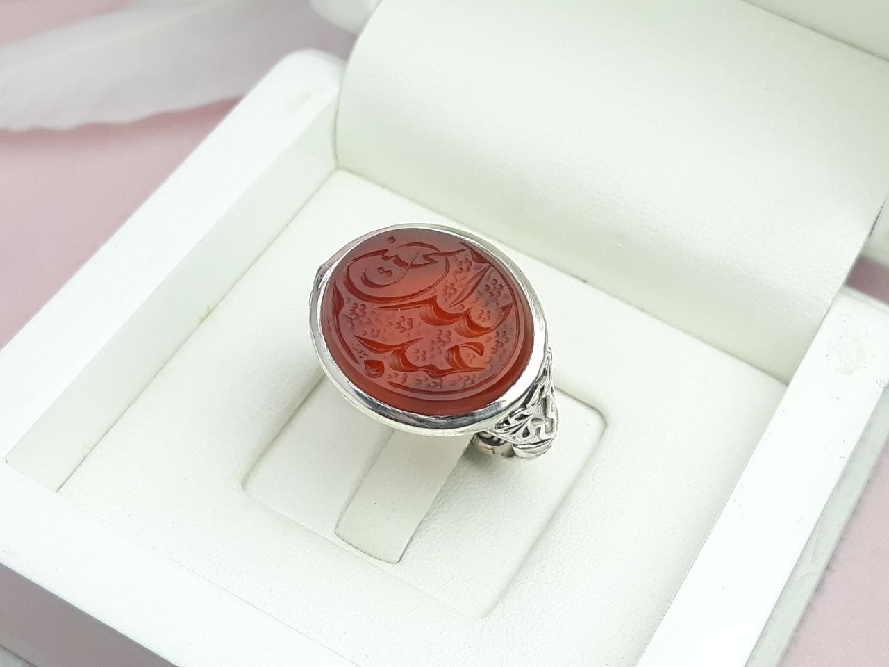 انگشتر زیبای عبدالله الحسین عقیق سرخ