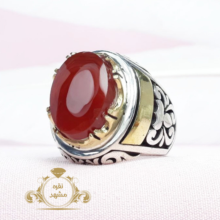 انگشتر مردانه عقیق سرخ یمنی اصلی دستساز