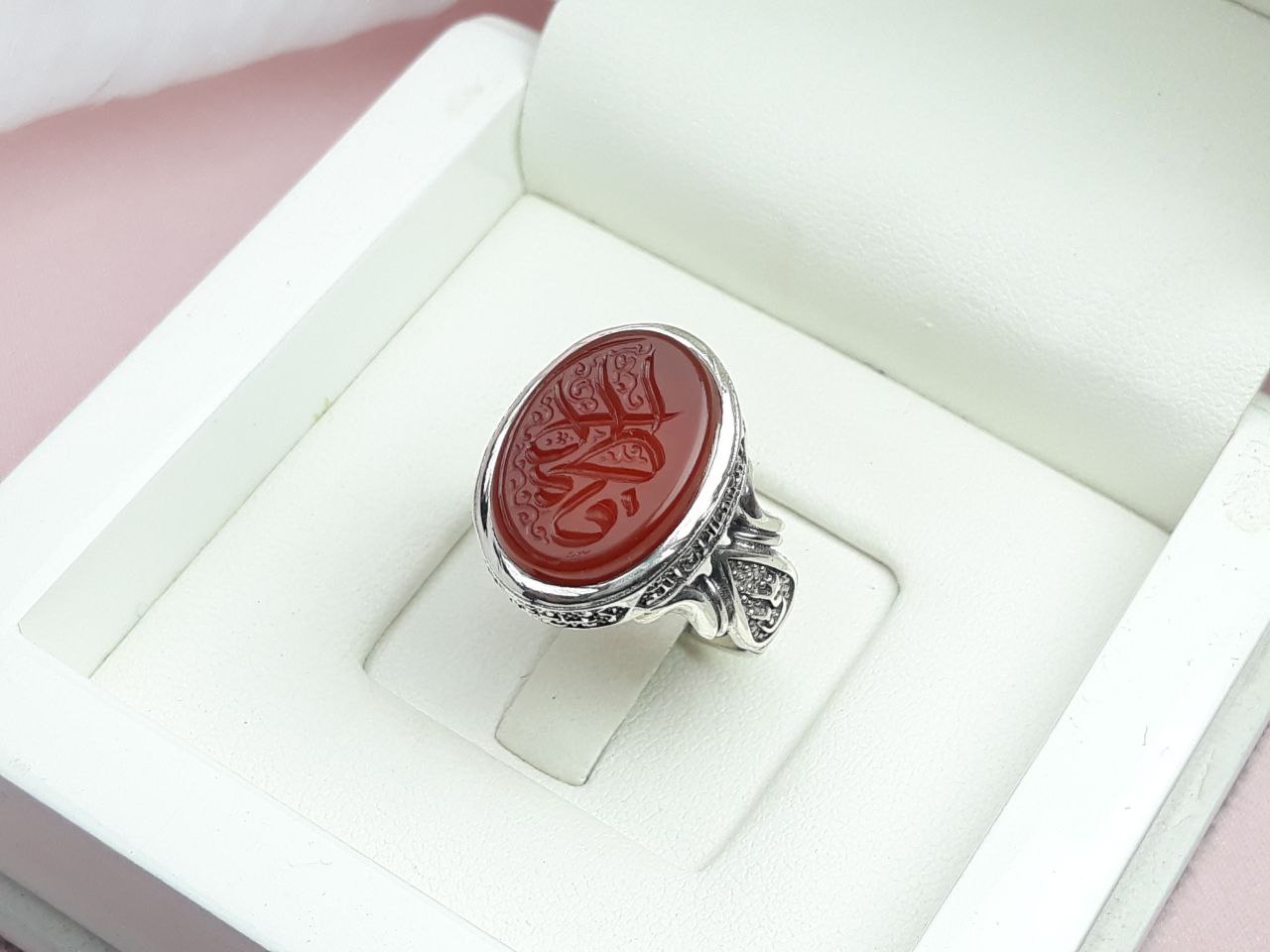 انگشتر نام مبارک حضرت فاطمه عقیق سرخ اصلی