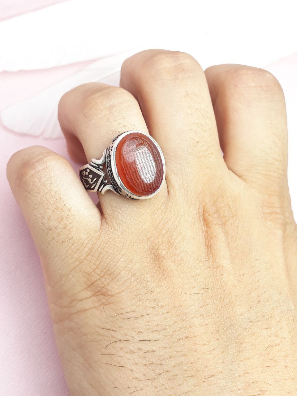 انگشتر حسبی الله حکاکی حرز امام جواد (ع) عقیق سرخ