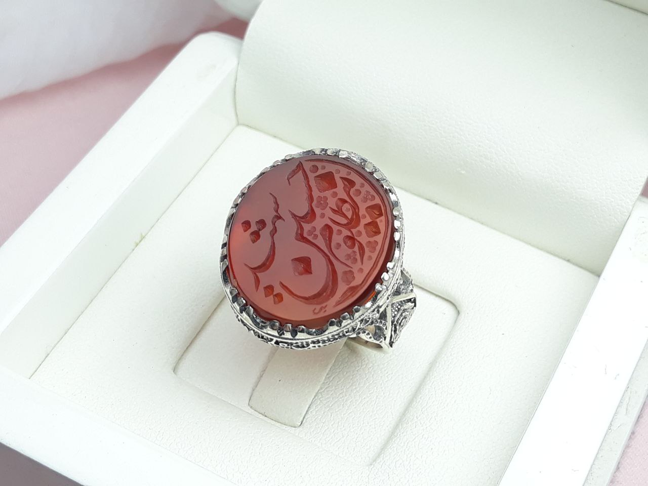 انگشتر مردانه مظلوم حسین شهید عقیق سرخ