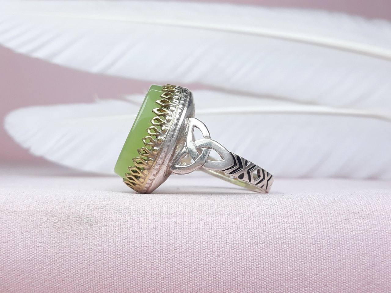 انگشتر مردانه نقره عقیق سبز کاهویی یا رقیه
