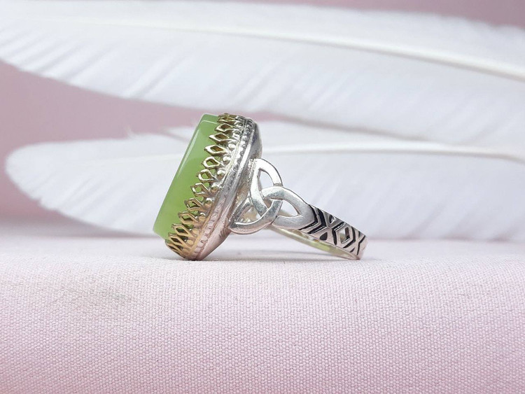 انگشتر مردانه نقره عقیق سبز کاهویی یا رقیه