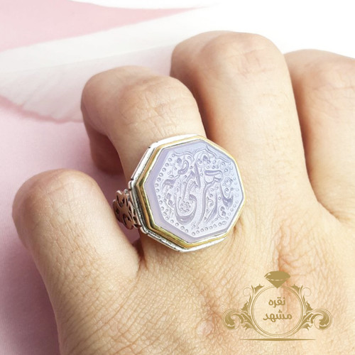 انگشتر خطی یا زهرای مرضیه مردانه سوسنی هشت ضلعی