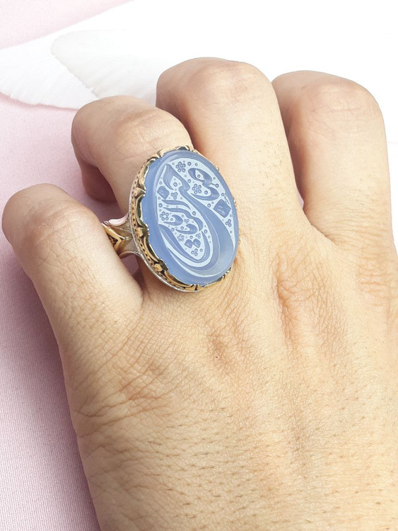 انگشتر مذهبی صاحب الزمان مردانه عقیق سوسنی اصل