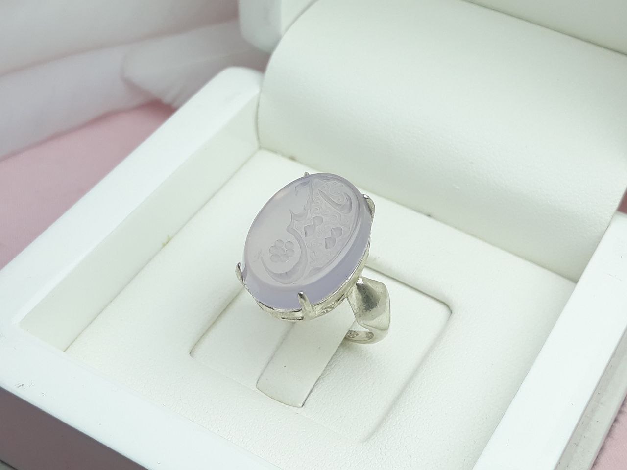 انگشتر اصل زنانه یاحسین عقیق سوسنی خوشرنگ