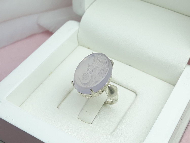 انگشتر اصل زنانه یاحسین عقیق سوسنی خوشرنگ