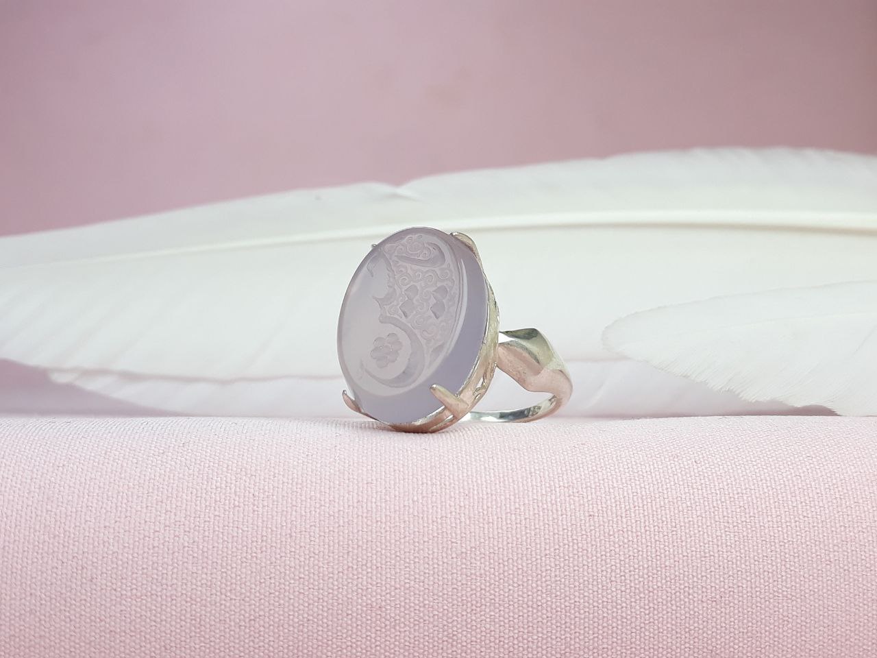 انگشتر اصل زنانه یاحسین عقیق سوسنی