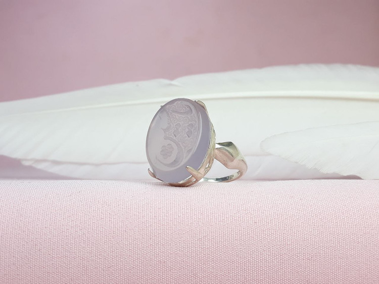 انگشتر اصل زنانه یاحسین عقیق سوسنی