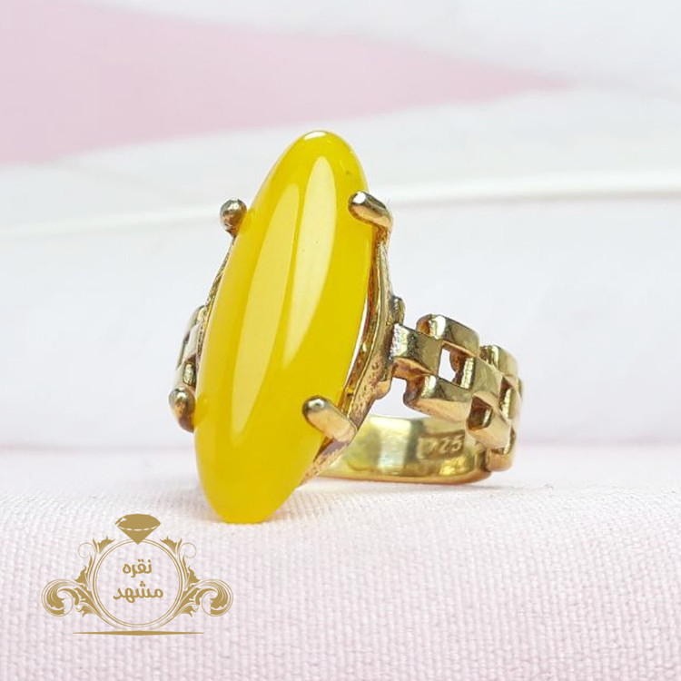 انگشتر زنانه عقیق زرد روکش طلایی خاص
