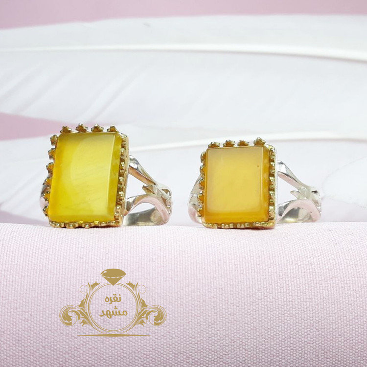 ست انگشتر زنانه مردانه عقیق زرد شرف الشمس
