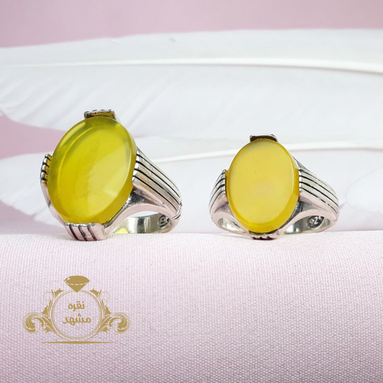 ست انگشتر زنانه مردانه عقیق زرد شرف الشمس اصلی