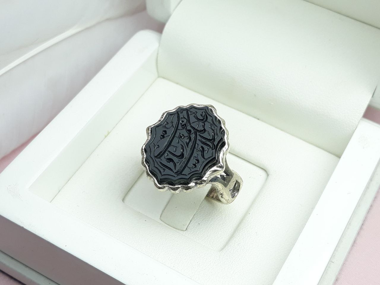 عمه سادات سلام علیک انگشتر نقره مردانه عقیق سیاه