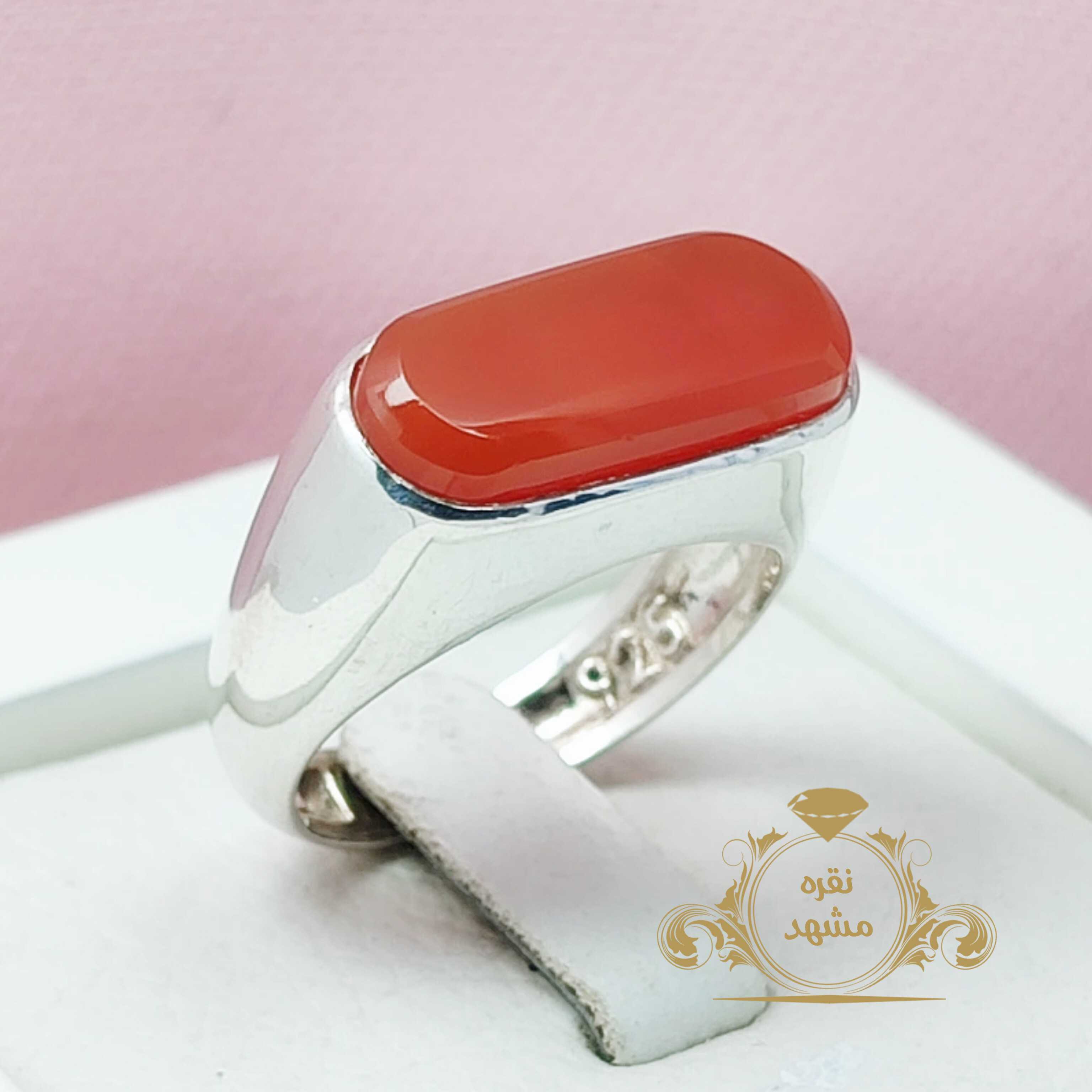 انگشتر مردانه عقیق سرخ یمنی اصلی تراش کپسولی