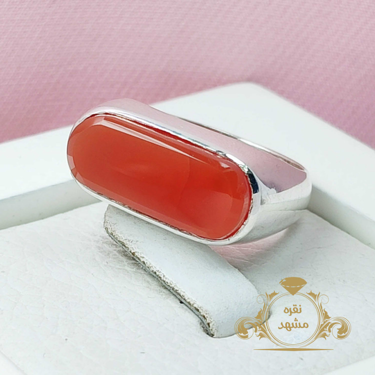 انگشتر خاص مردانه عقیق سرخ یمنی اصلی تراش کپسولی