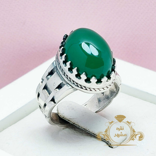 انگشتر مردانه عقیق سبز مدل رولکس