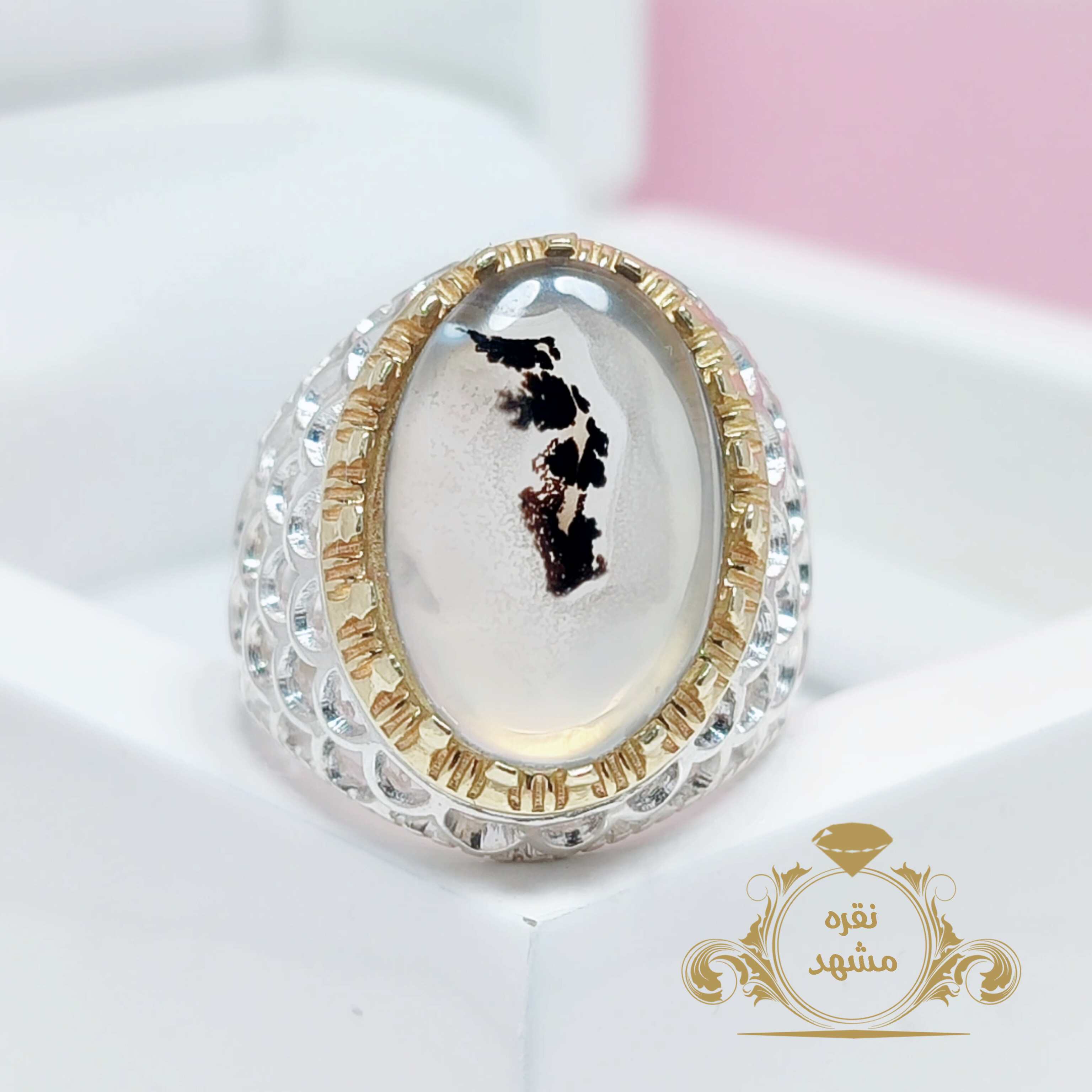 انگشتر مردانه شجر قائن اصلی نقش شاخه ای تک در باد