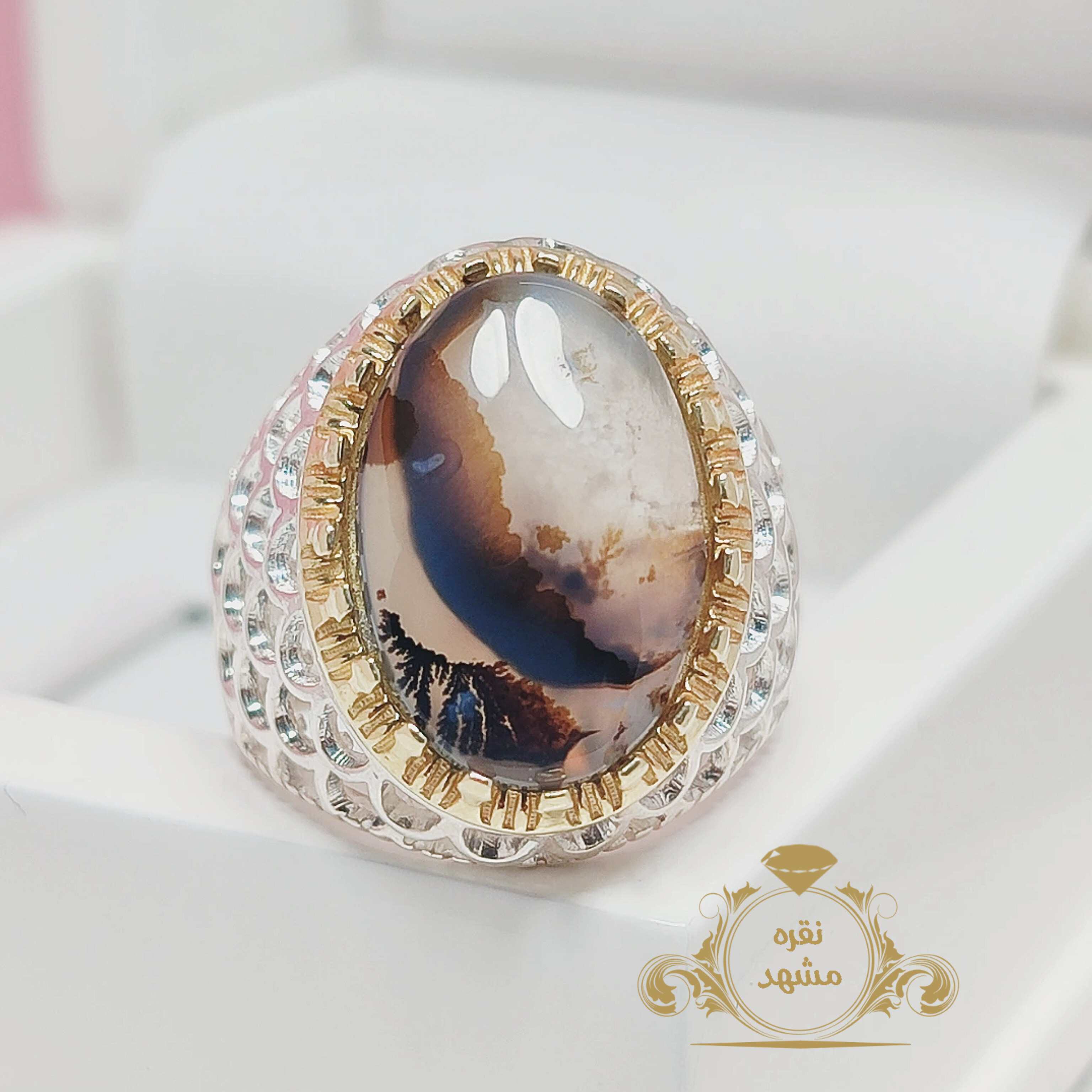 انگشتر منظره شجر قائن نقش ریز و ظریف خاص