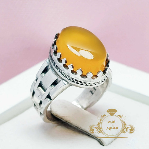 انگشتر رولکس مردانه عقیق زرد شرف الشمس