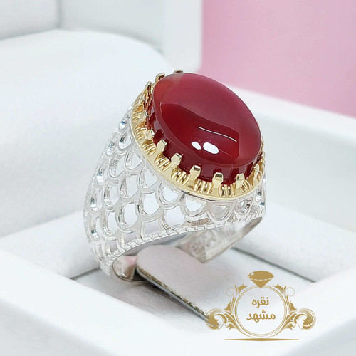 انگشتر عقیق سرخ اصلی یمن تراش خوشرنگ