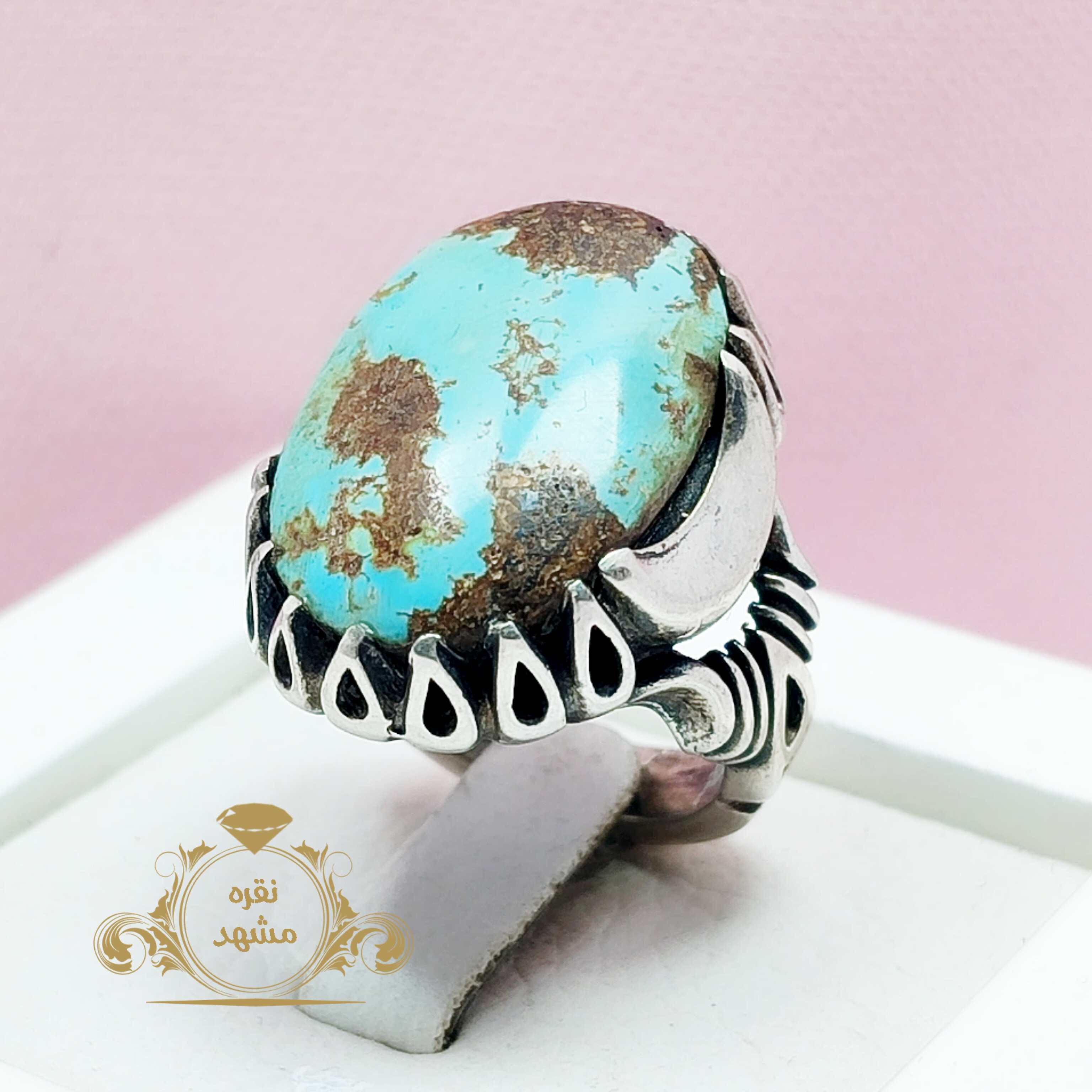 انگشتر مردانه فیروزه نیشابور اصلی و معدنی نقره 925