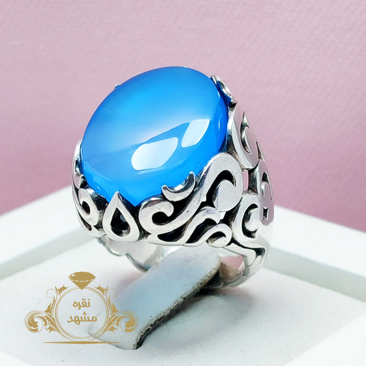 انگشتر آبی آسمانی خوشرنگ مردانه رکاب خوش فروش