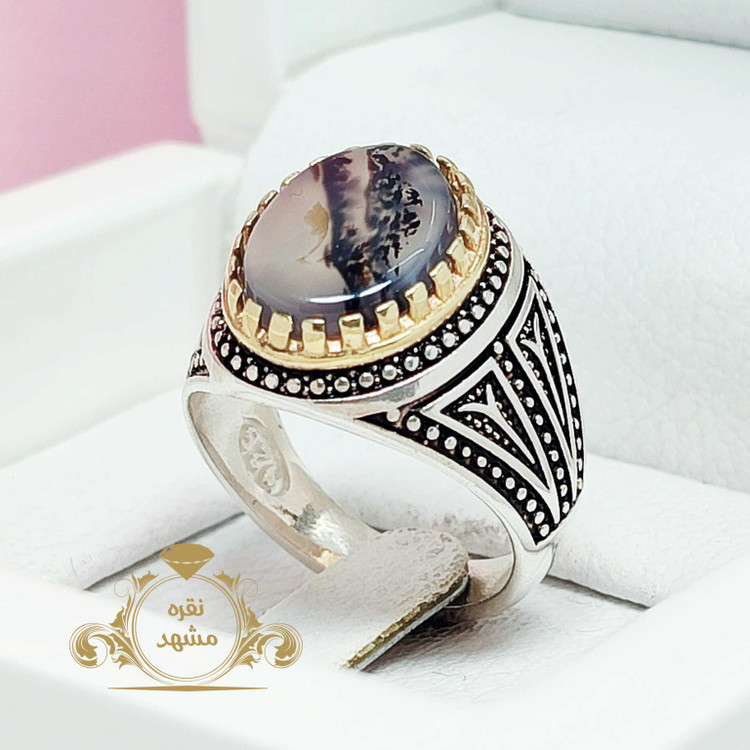 انگشتر نقره مردانه شجر اصلی نقش منظره عالی