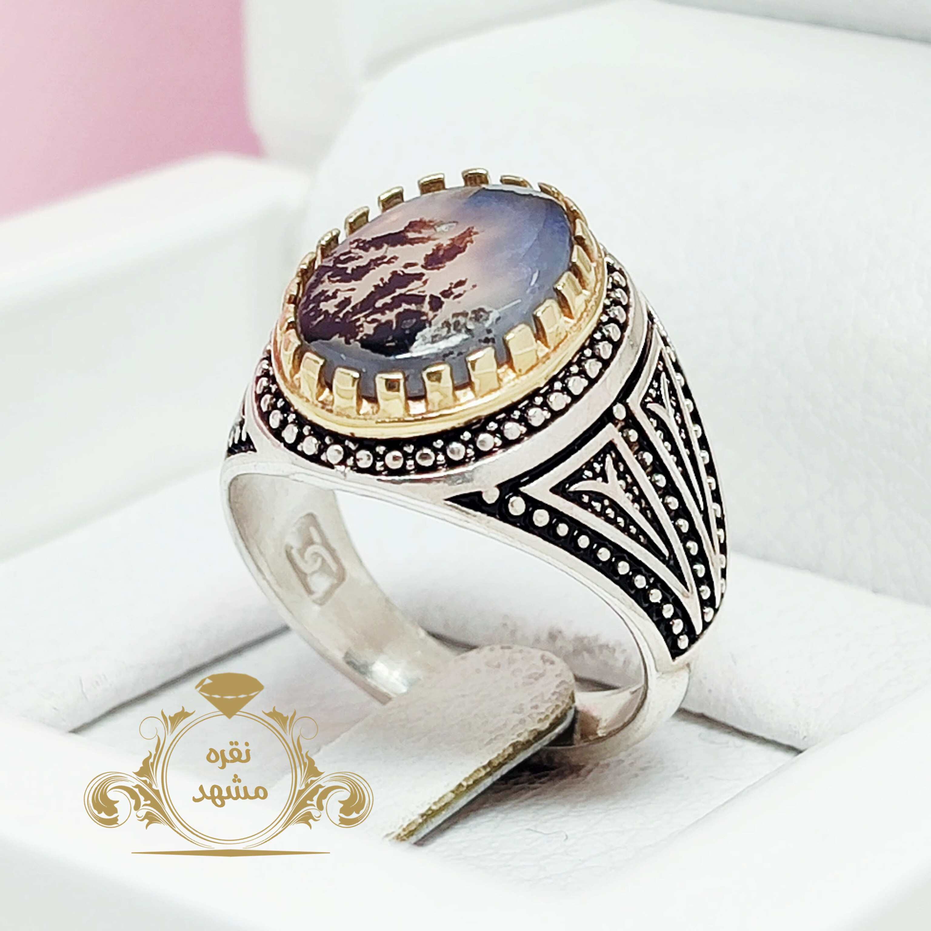 انگشتر شجر قائن با نقش و نگار جنگل مردانه