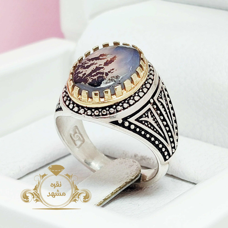 انگشتر شجر قائن با نقش و نگار جنگل مردانه