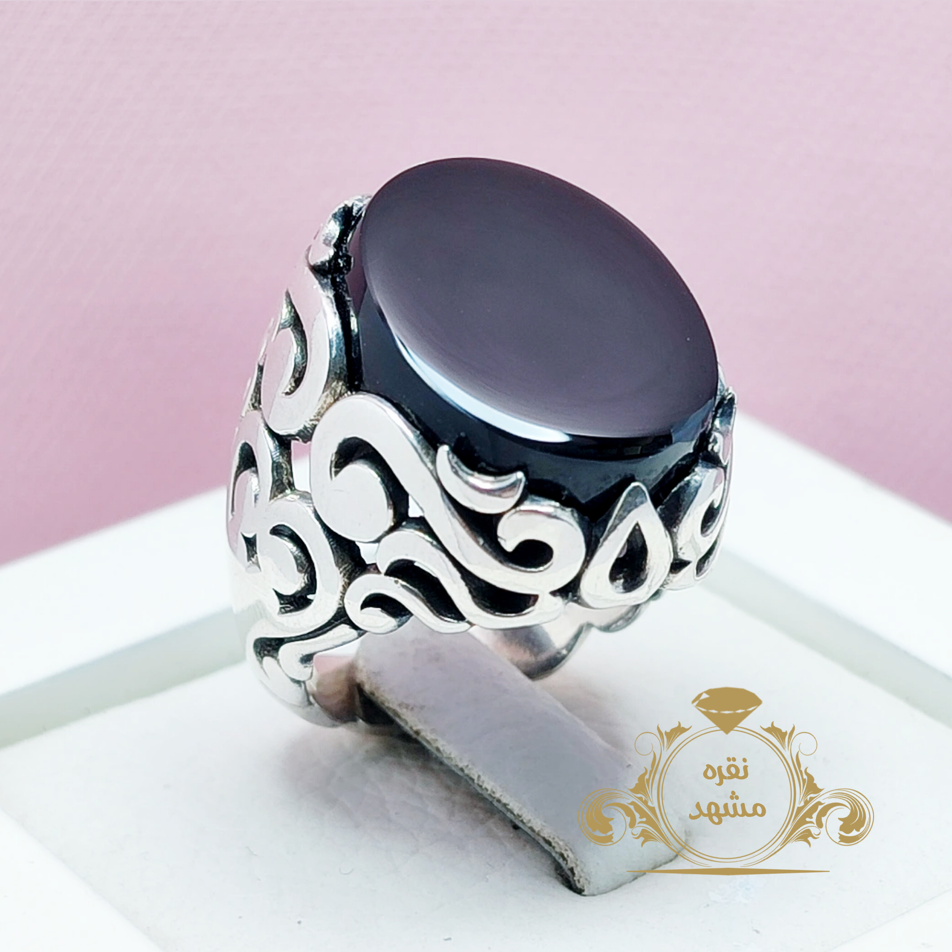 عقیق سیاه عقیق مشکی انگشتر مردانه نقره اصل