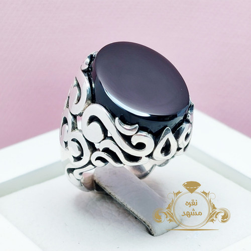 عقیق سیاه عقیق مشکی انگشتر مردانه نقره اصل