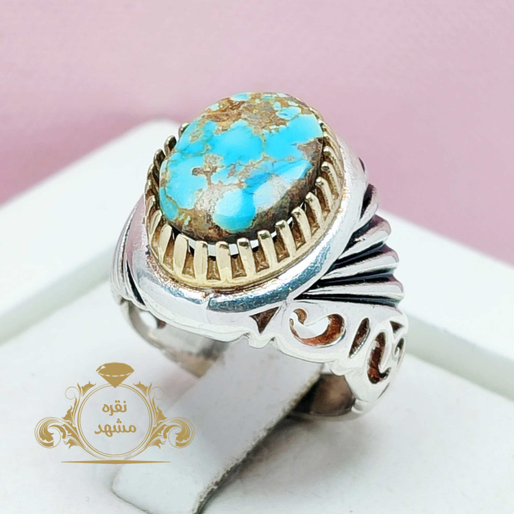 انگشتر مردانه فیروزه نیشابور اصل اصل نقره