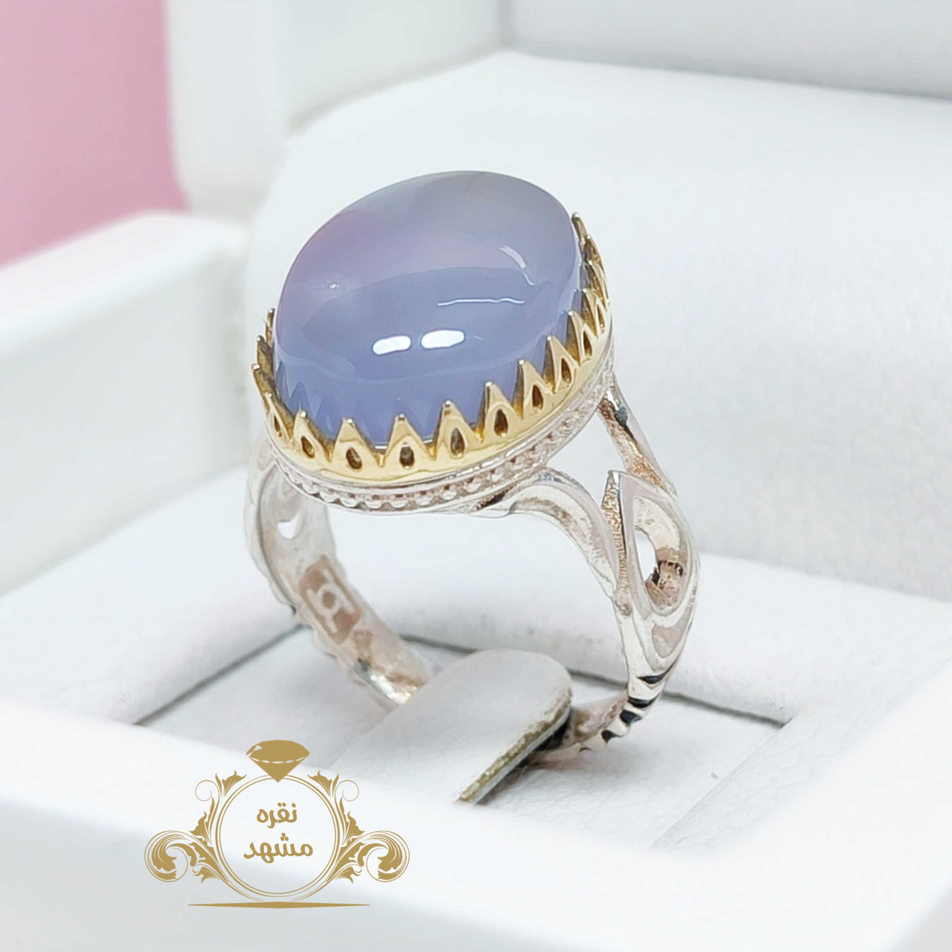 انگشتر مردانه عقیق کبود یمن خوش تراش اصل