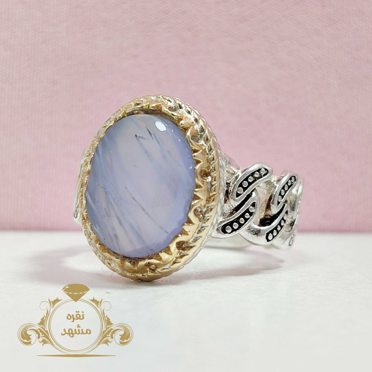 انگشتر یمنی کبود رکاب نقره مدل زنجیری