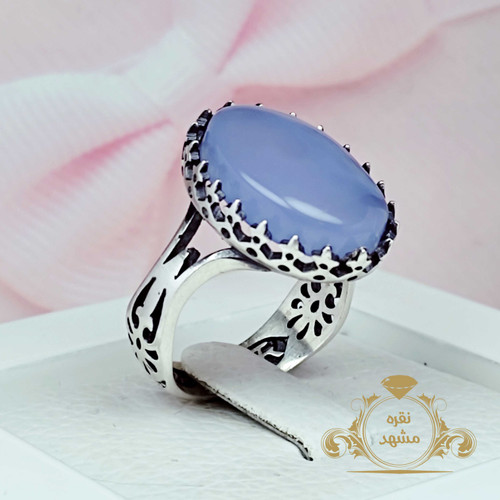 عقیق یمنی کبود انگشتر مردانه اصل و معدنی