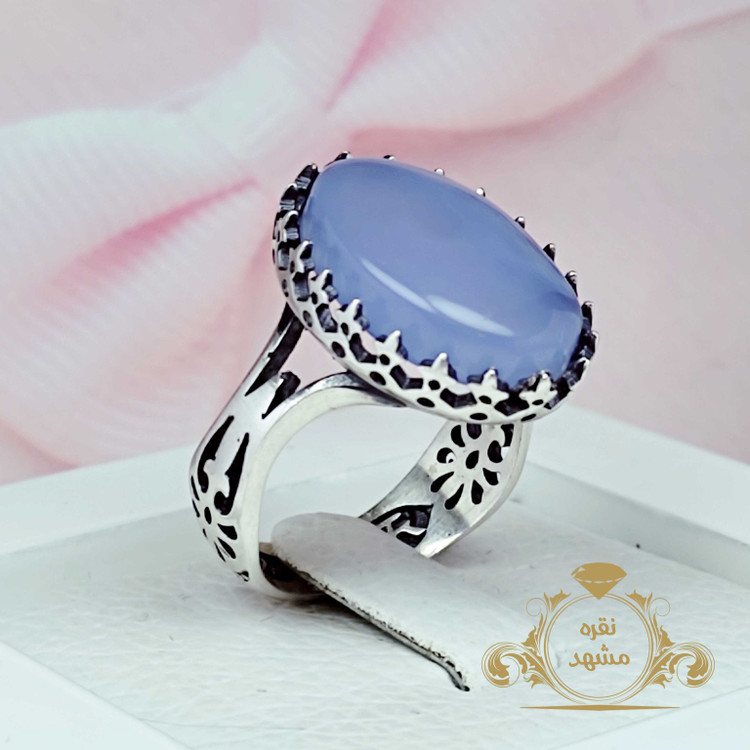 عقیق یمنی کبود انگشتر مردانه اصل و معدنی