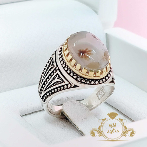 انگشتر شجر تک گل اصل نقره مردانه